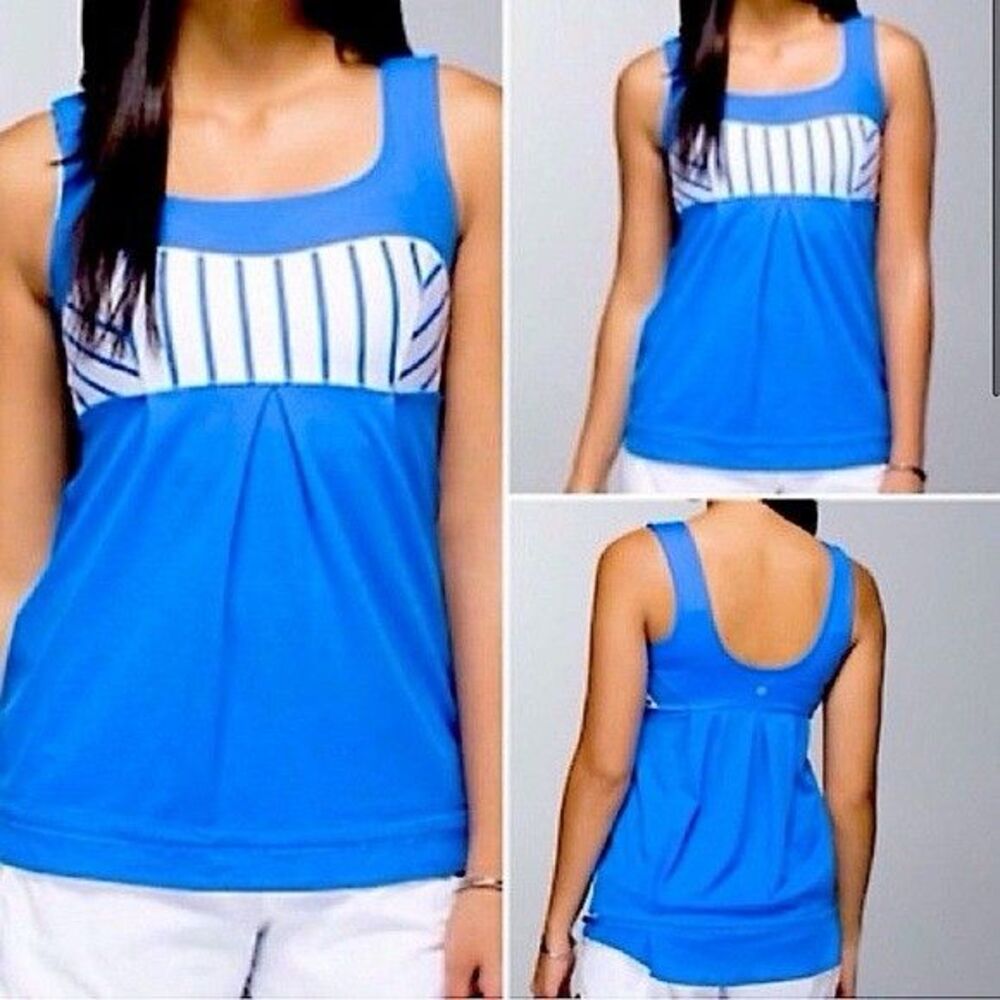 Women's Lululemon Elevate Blue & White Striped Tank Sz. 4 R4-25